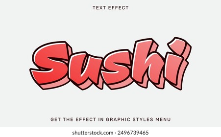 Sushi text effect template in 3d design