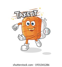 sushi throwing baseball vector. cartoon character