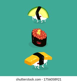 tortilla de aguacate para sushi time. Ilustración vectorial.