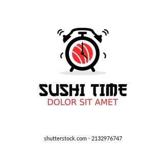 Diseño de la plantilla del logotipo de Sushi Time en la ilustración del vector