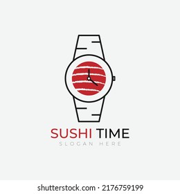 Sushi Time Logo-Template-Design in Vektorgrafik