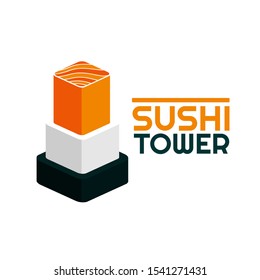 sushi tower japan food logo concept design illustration