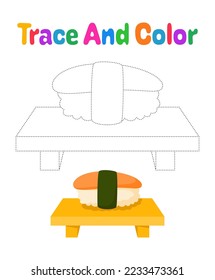 Sushi tracing worksheet for kids