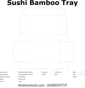 Sushi Tray Packaging Template Die Cut Layout Design Vector Illustration