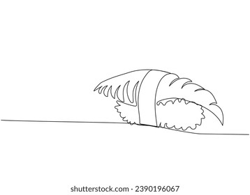 Sushi, tuna nigiri, maguro nigiri one line art. Continuous line drawing of sushi, japanese, food, roll, culture, tasty, restaurant, japan, asian, sea, menu