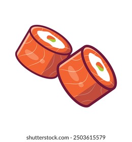 Sushi. dos piezas aisladas sobre un fondo blanco