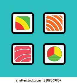 Sushi variety food collection illustration