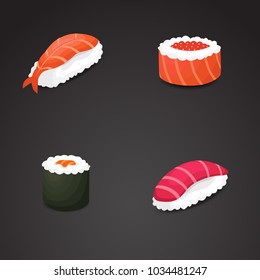Sushi vector, 3d icon isolated on neutral background. 