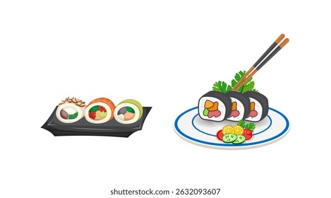 Sushi Vector Asian Food Set