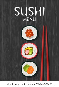 Sushi vector background. Japanese cuisine. Vector illustration 