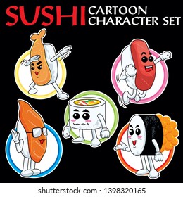 sushi vector cartoon character set