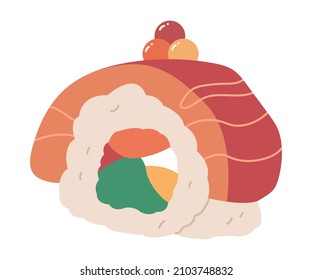Ilustración de dibujos animados vectoriales de sushi aislados en un fondo blanco.