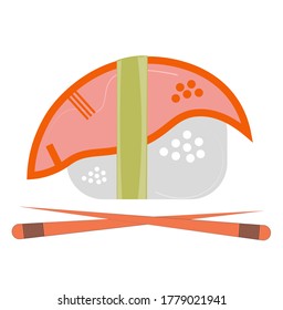 Sushi vector with chopsticks on a white background