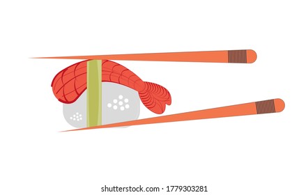 Sushi vector with chopsticks on a white background