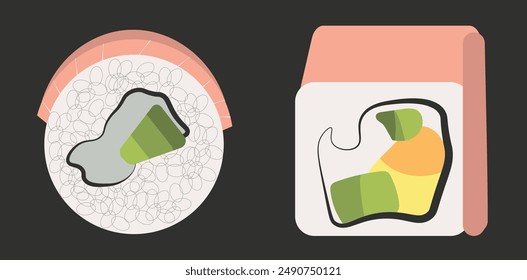Sushi vector element. Two Japanese rolls. An element for creating a seamless pattern for the design of a Japanese restaurant menu