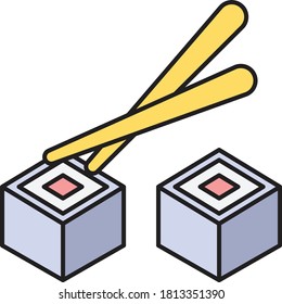 sushi vector flat color icon 