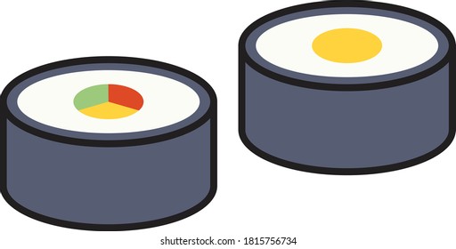 sushi vector flat color icon 