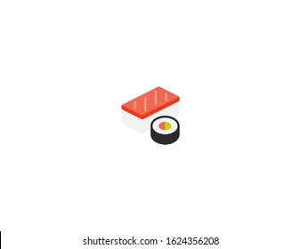 Sushi vector flat icon. Isolated Japanese, asian food sushi emoji illustration 