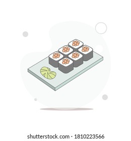 sushi vector flat illustration on white