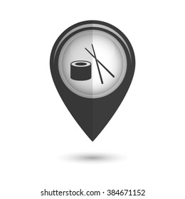 sushi - vector icon;  black map pointer