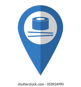 sushi - vector icon; blue map  pointer