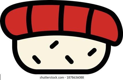 Icono de vector de sushi en estilo de línea relleno