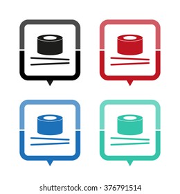 sushi - vector icon; map pointer;  message bubble