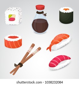 Sushi vector icon set.