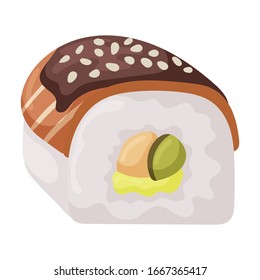 Sushi vector icon.Cartoon vector icon isolated on white background japanese food.