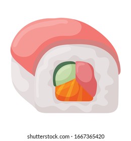 Sushi vector icon.Cartoon vector icon isolated on white background japanese food.