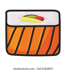 Icono vector de sushi.Icono vector de color aislado en la comida japonesa de fondo blanco.