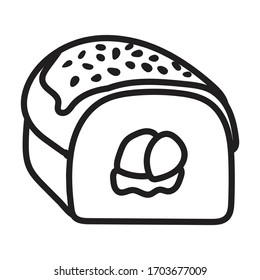 Icono vector de sushi.Icono vector contorno aislado en el fondo blanco de la comida japonesa.