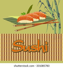 Sushi. Vector illustration for cafes, restaurants of Japanese cuisine.2