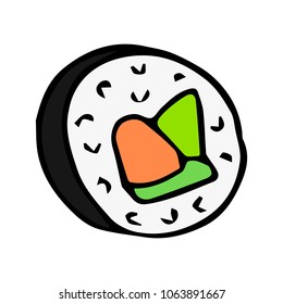 Sushi vector illustration. Concept of snack, exotic nutrition,  sea food. Template for restaurant, cafe, delivery or your business works.
