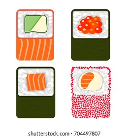 Sushi, vector illustration, isolated on white background