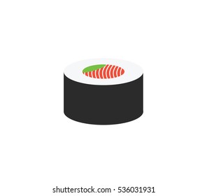Sushi vector illustration. Sushi roll icon. Isolated sushi roll.  Seafood illustration. Fish roll icon.  Japanese food illustration 