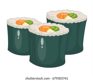 Sushi vector, japanese food cartoon vector illustration