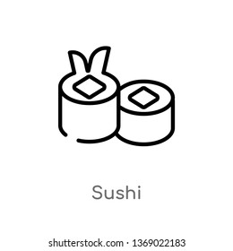 sushi vector line icon. Simple element illustration. sushi outline icon from fast food concept. Can be used for web and mobile