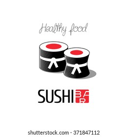 Sushi vector logo, icon, symbol, emblem, sign. Design element with kimono for Japanese restaurant, sushi delivery
