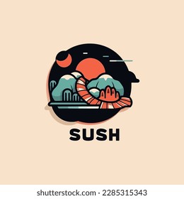 sushi vector logo, japanese delicious food