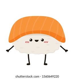 Sushi vector. Sushi on white background. Salmon Sushi vector.