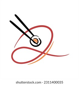 Sushi. Vector sushi roll chopsticks. ABC with sushi roll. Images of food. Minimalism. Beautiful letters. Line drawing. logo design initial Q combine with sushi. Restaurant, menu. Asian kitchen.