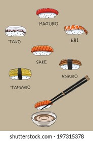 Sushi vector  set