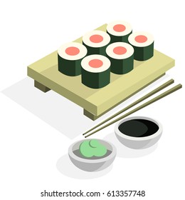 Sushi wasabi soybean vector