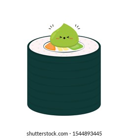 Sushi and wasabi vector. Sushi on white background. 