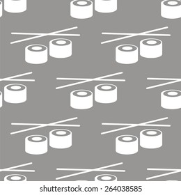 Sushi white and black seamless pattern for web design. Vector symbol