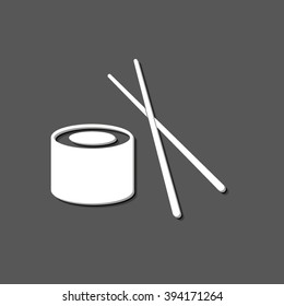 sushi - white vector  icon with shadow