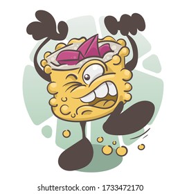 Sushi zombie. A fun cartoon character. Vector illustration isolated on white background