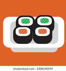 Sushii dish vector flat illustration