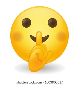 Sushing Silence Emoji Vector art illustration design. Emoticon expression graphic round. Avatar kawaii style.